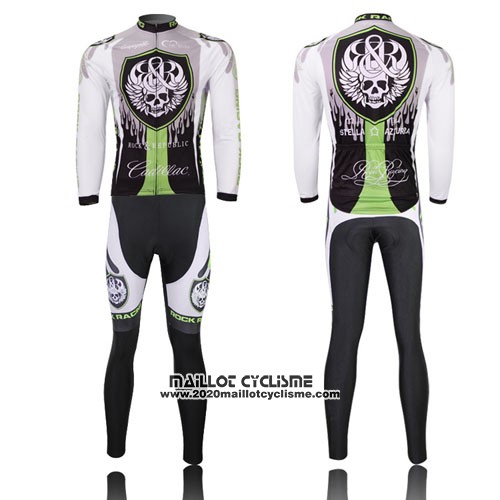 2013 Maillot Ciclismo Rock Racing Noir et Vert Manches Longues et Cuissard